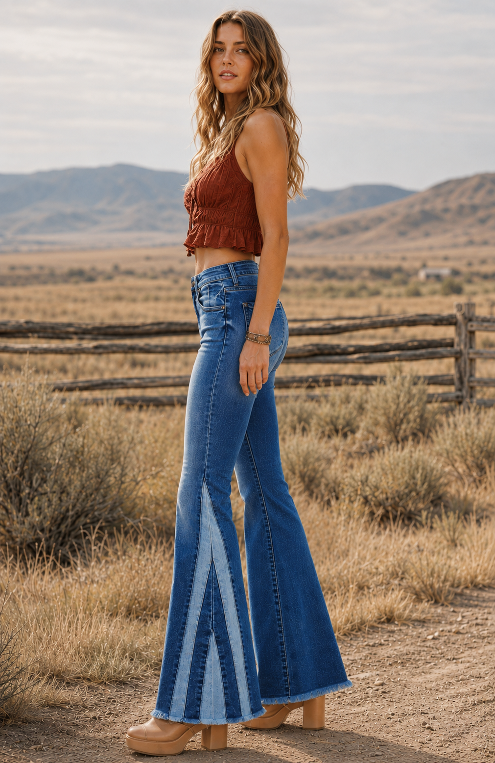 Side Hustle Patchwork Flare Jeans