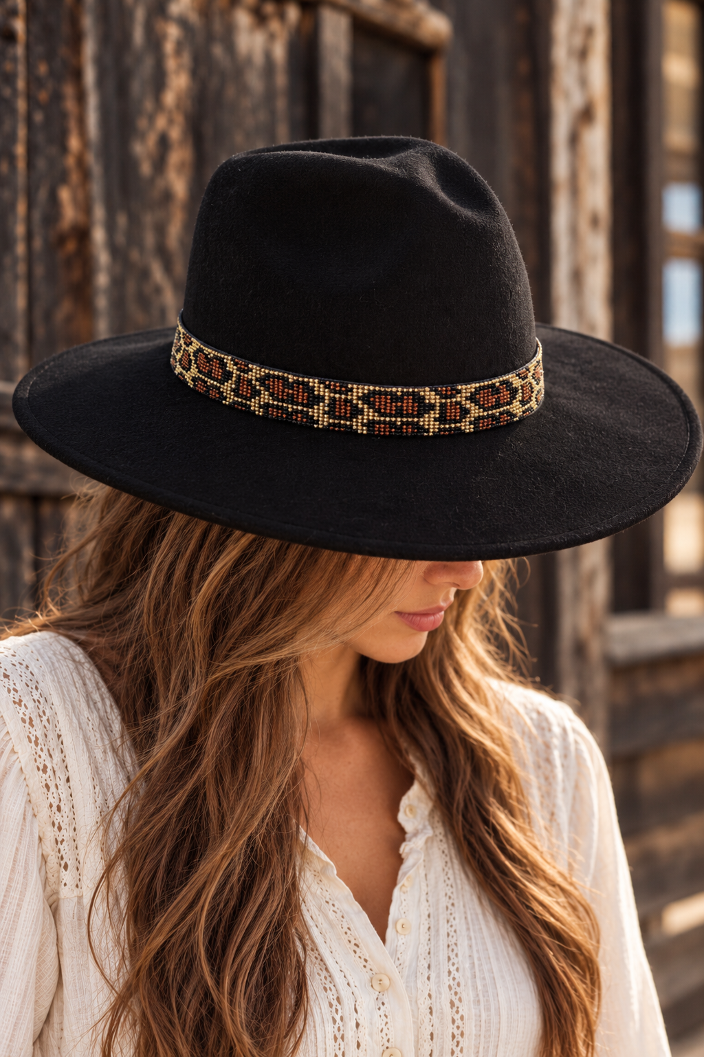 KAQCHI Leopard Print Beaded Hat Band (DS)