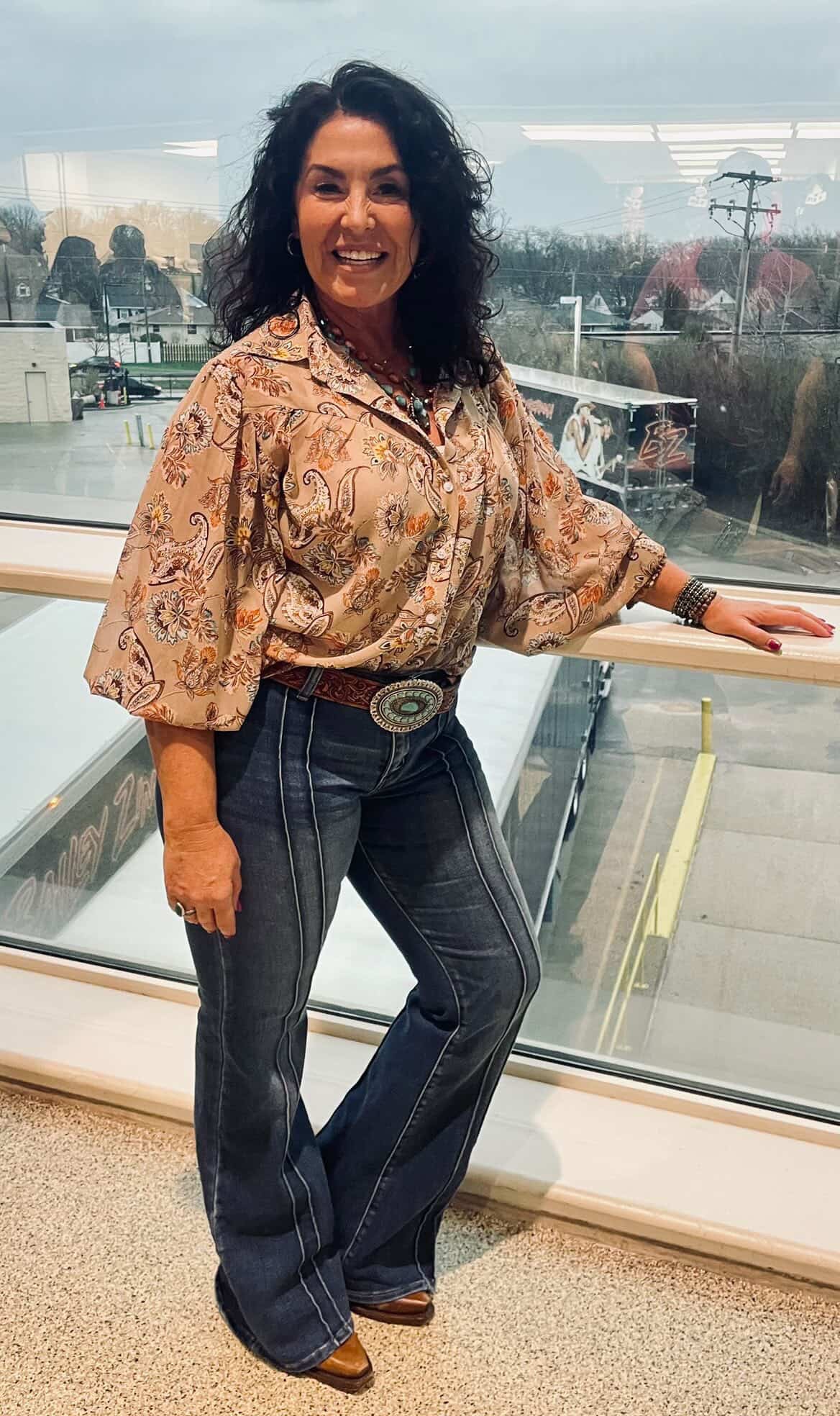 Always On My Mind Taupe Paisley Yoke Blouse