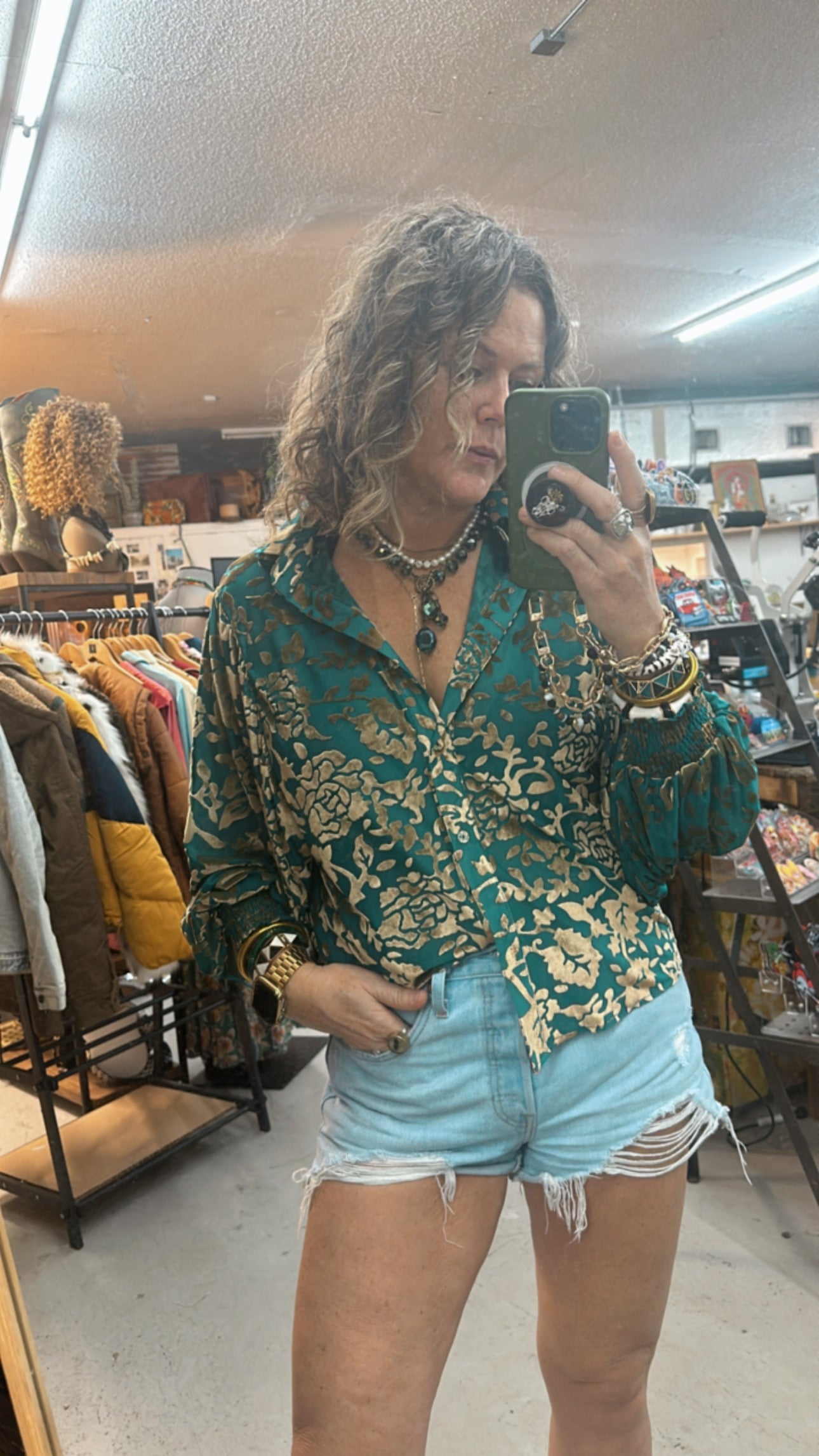 After Midnight Burnout Velvet Mesh Balloon Sleeve Button Up Blouse - PREORDER NOVEMBER/DECEMBER 2025