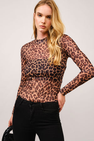 She's A Wild One Leopard Mesh Top