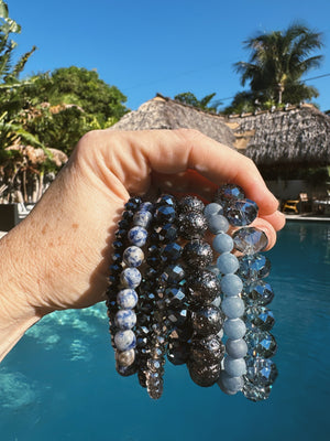 Milky Way Faceted Crystal Hand Beaded Bracelet Sets (custom made to order)