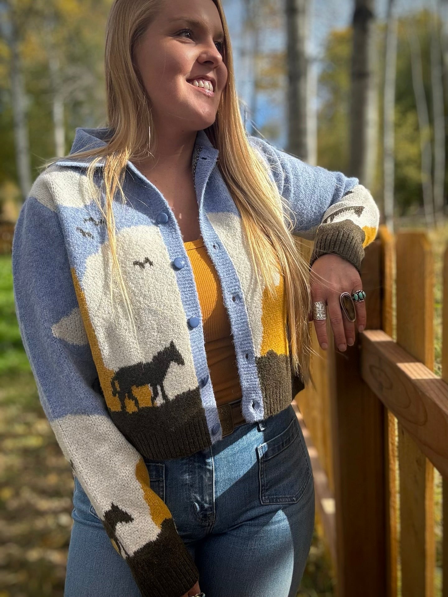 Sunset Canyon Knit Horse Sweater Cardigan - Lil Bee's Bohemian