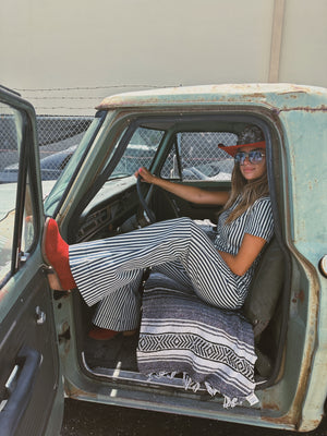 Railroad Blues Stripped Denim Jumpsuit