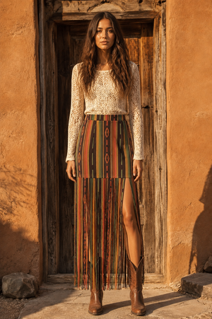 Swing Me Around Serape Fringe Skirt
