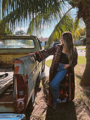 PREORDER Rebel Yell Horse & Leopard Print Reversible Duster PREORDER MARCH/APRIL 2026