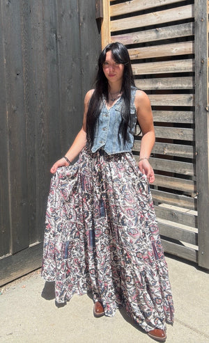 Althea Flowy Tiered Long Skirt
