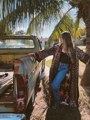 PREORDER Rebel Yell Horse & Leopard Print Reversible Duster PREORDER MARCH/APRIL 2026