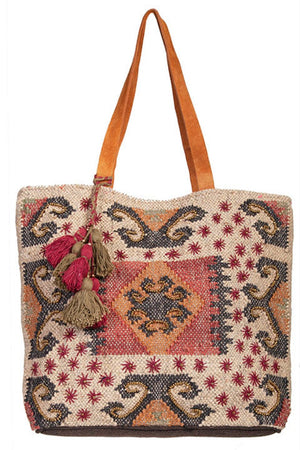Destinations Unknown Tapestry Print Woven Saddle Blanket Tote Bag Purse