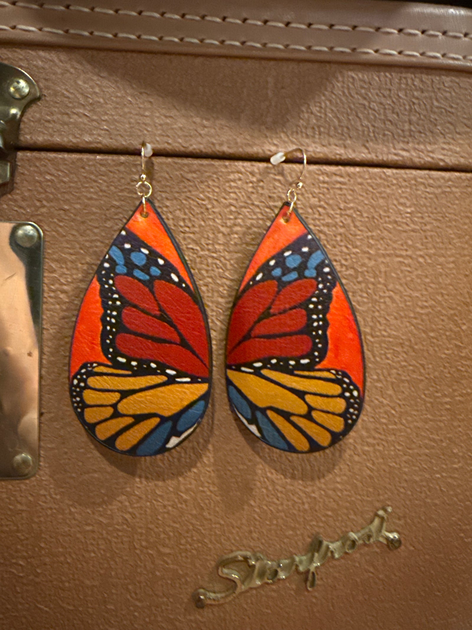 Whisper In My Ear Faux Leather Butterfly Earrings
