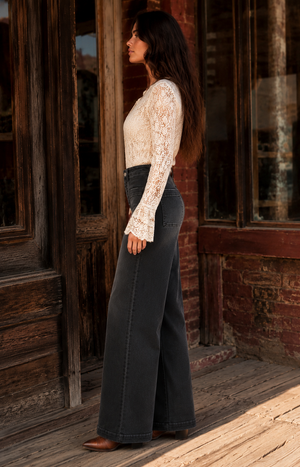 Dark Horse Black Denim Wide Leg Jeans