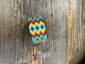 Kaqchi Turquoise Aztec Leather Cuff Bracelet