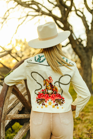 Dear Rodeo Retro Cowgirl Pearl Snap Button Up Cropped Top &/or Lightweight Jacket