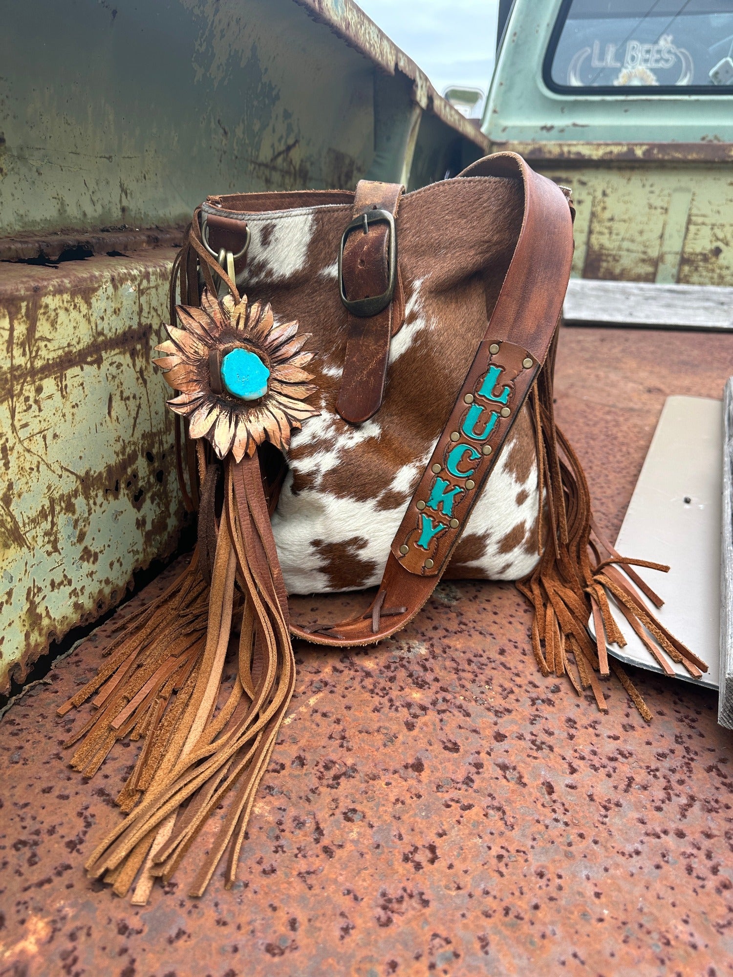 Real COWHIDE CROSSBODY BAG, Western Leather Purse Boho, Native American  Purse, V
