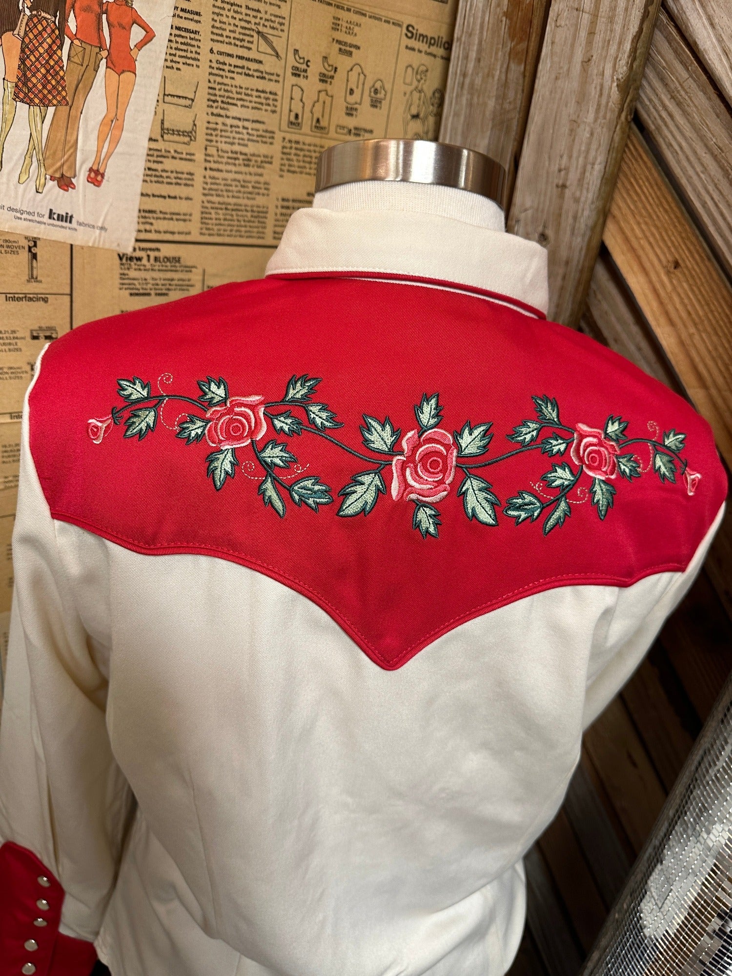 Love Is A Rose Embroidered Floral Pearl Snap Button Up Love Is A Rose Embroidered Floral Pearl Snap Button Up