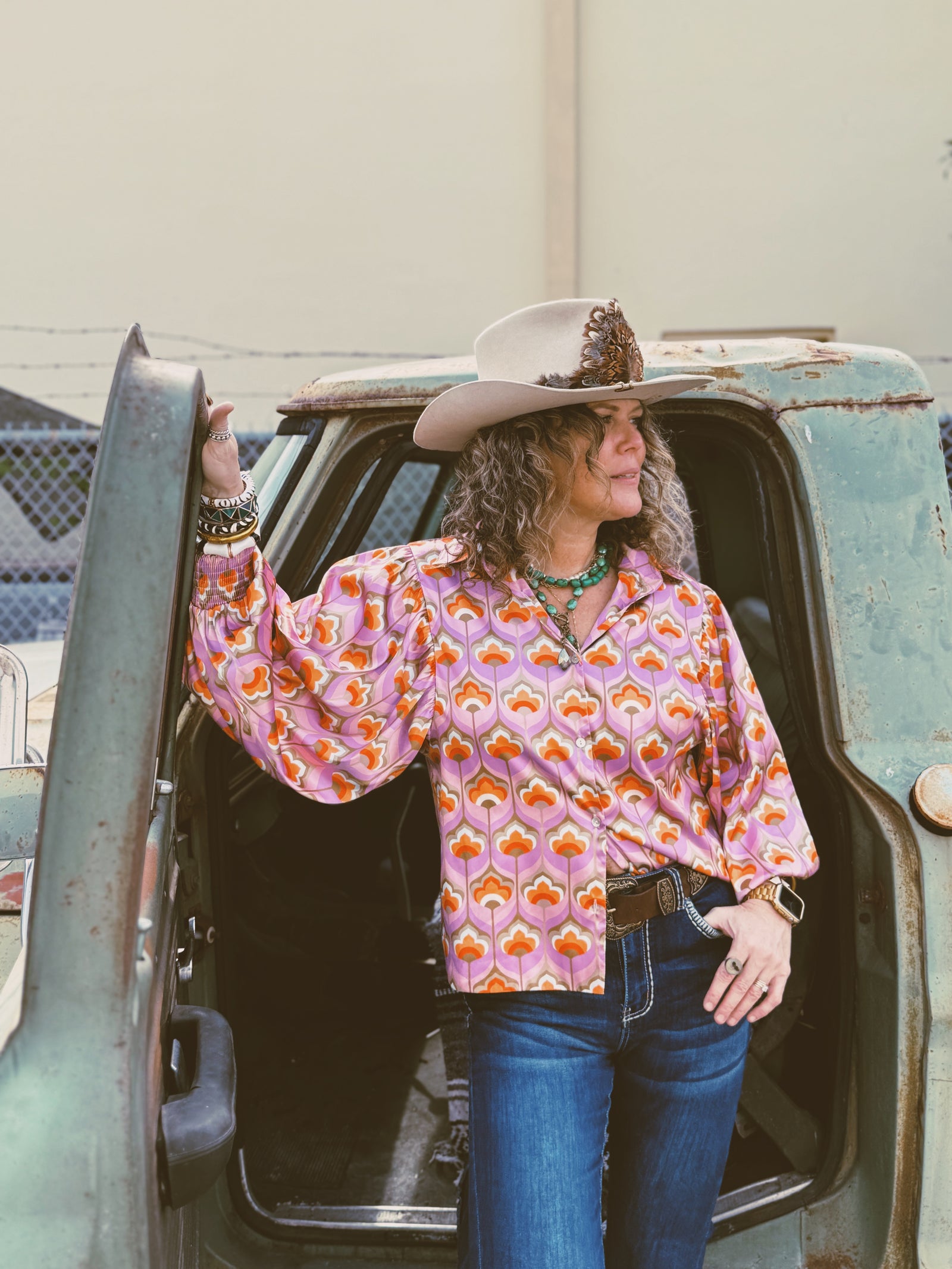 Room At The Top Balloon Sleeve Button Up Blouse