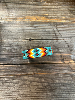 Kaqchi Turquoise Aztec Leather Cuff Bracelet