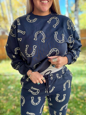 Lucky Lounger Horseshoe Print Sweat Set