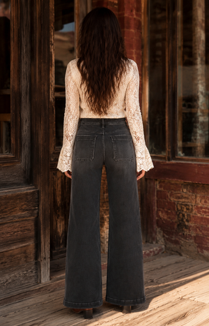Dark Horse Black Denim Wide Leg Jeans