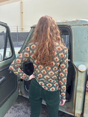 The Vagabond Retro Green Tulip MESH TOP