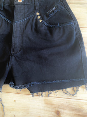 Vintage Black Rockies Reworked High Rise Shorts ~ Size 26 #1164