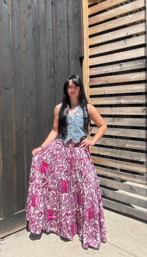 Althea Flowy Tiered Long Skirt