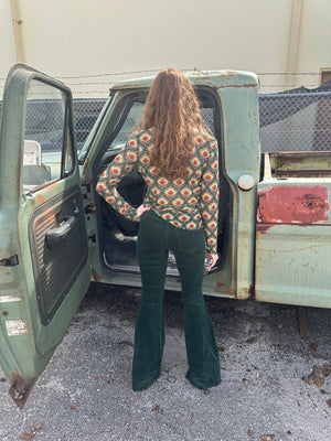 The Vagabond Retro Green Tulip MESH TOP