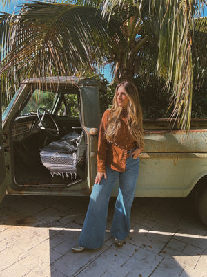 PREORDER John Wayne Western Pearl Snap Button Up Top In Brown PREORDER MARCH/APRIL 2026