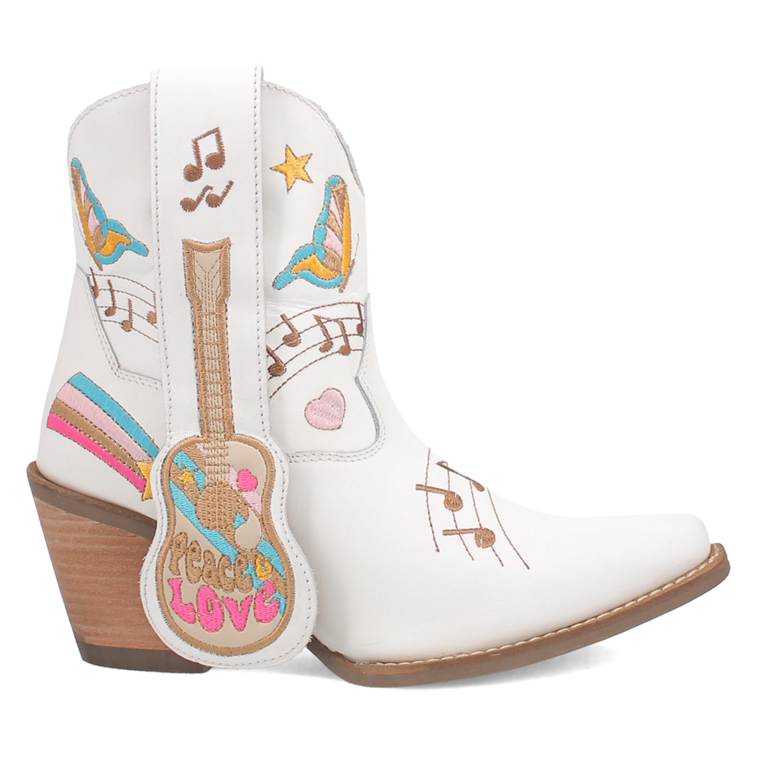 Melody White Leather & Embroidered Bootie (DS)