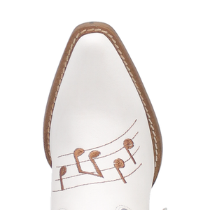 Melody White Leather & Embroidered Bootie (DS)