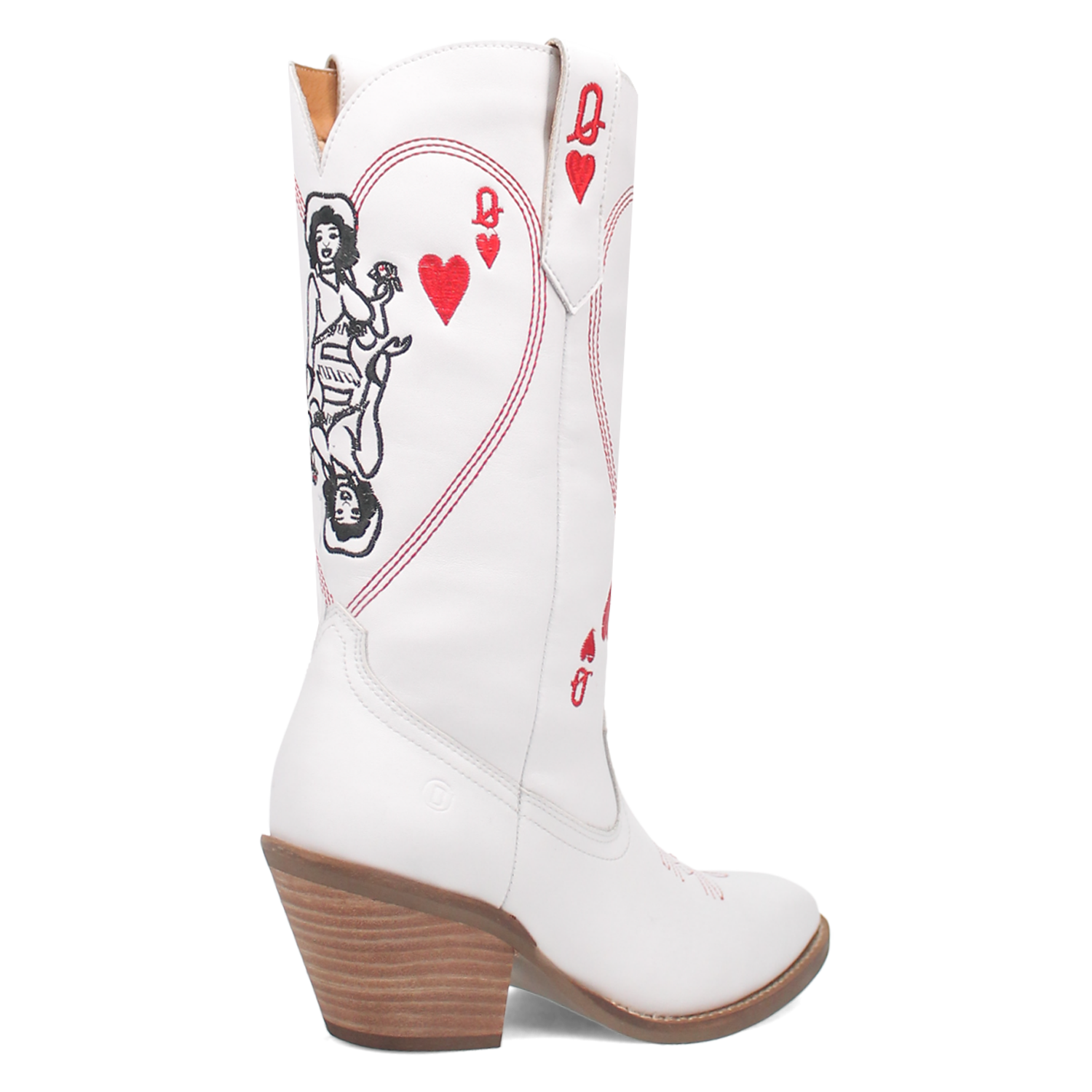Queen A Hearts White Leather Boot (DS) ~ PREORDER 10/10