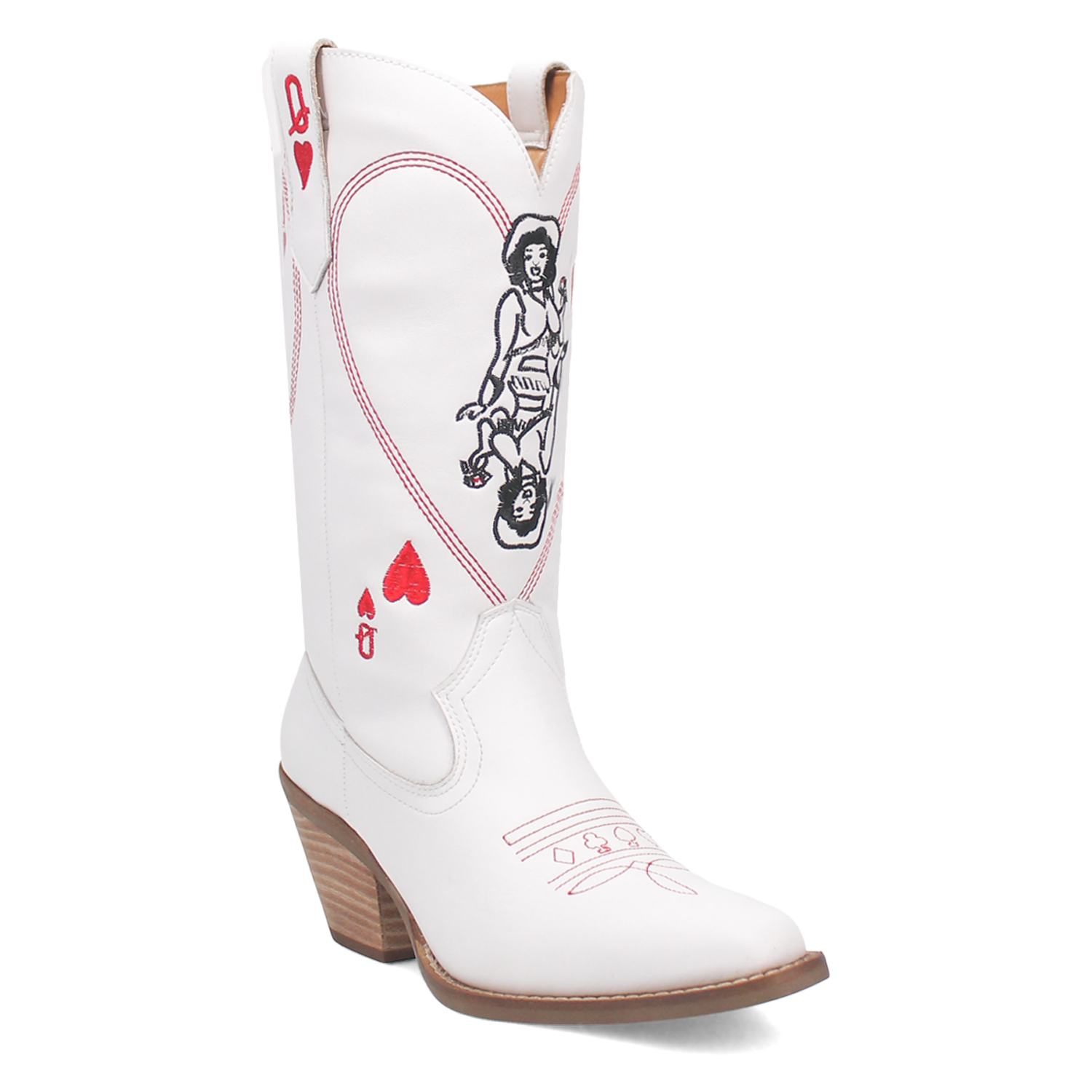 Queen A Hearts White Leather Boot (DS) ~ BACKORDER NOVEMBER 2024