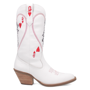 Queen A Hearts White Leather Boot (DS) ~ BACKORDER NOVEMBER 2024