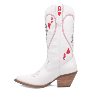 Queen A Hearts White Leather Boot (DS) ~ BACKORDER NOVEMBER 2024