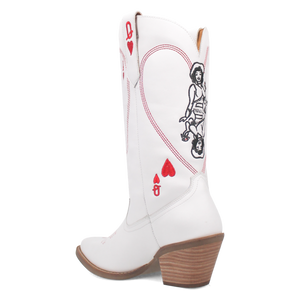 Queen A Hearts White Leather Boot (DS) ~ BACKORDER NOVEMBER 2024