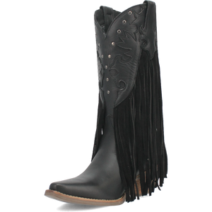 Hoedown Black Leather Fringe Boots (DS)