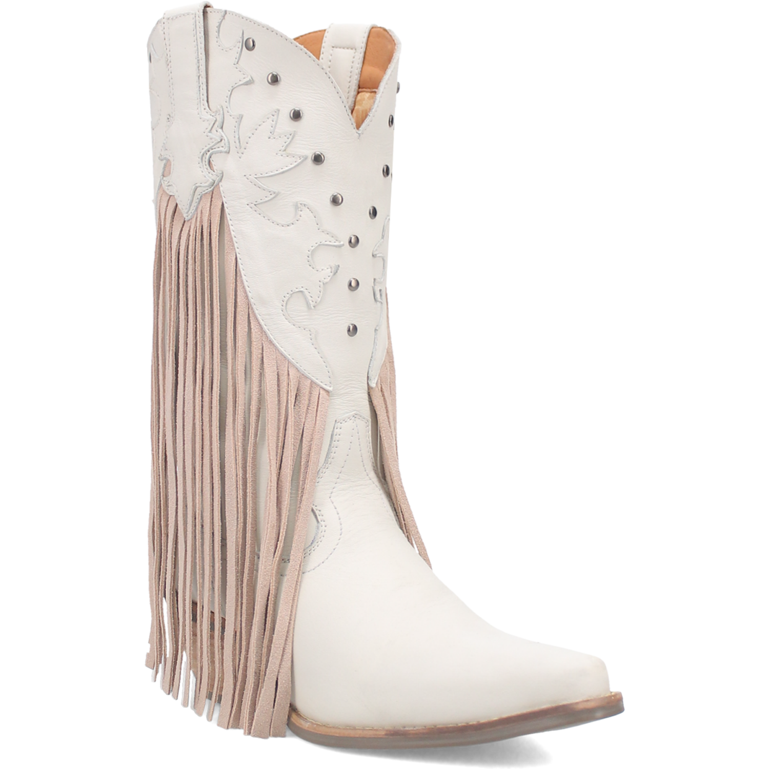Dingo Hoedown Leather Fringe Western Boots Womens 6 Off White