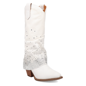 Eye Candy White Denim & Rhinestone Boot (DS) ~ BACKORDER DECEMBER 2024