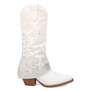 Eye Candy White Denim & Rhinestone Boot (DS) ~ BACKORDER DECEMBER 2024