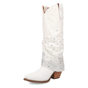 Eye Candy White Denim & Rhinestone Boot (DS) ~ BACKORDER DECEMBER 2024