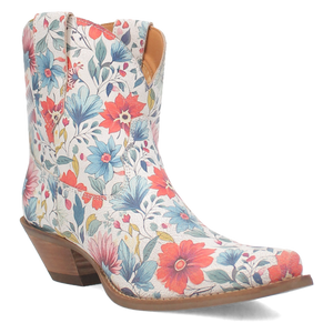 Pixie Rose Floral Print Leather Bootie (DS)