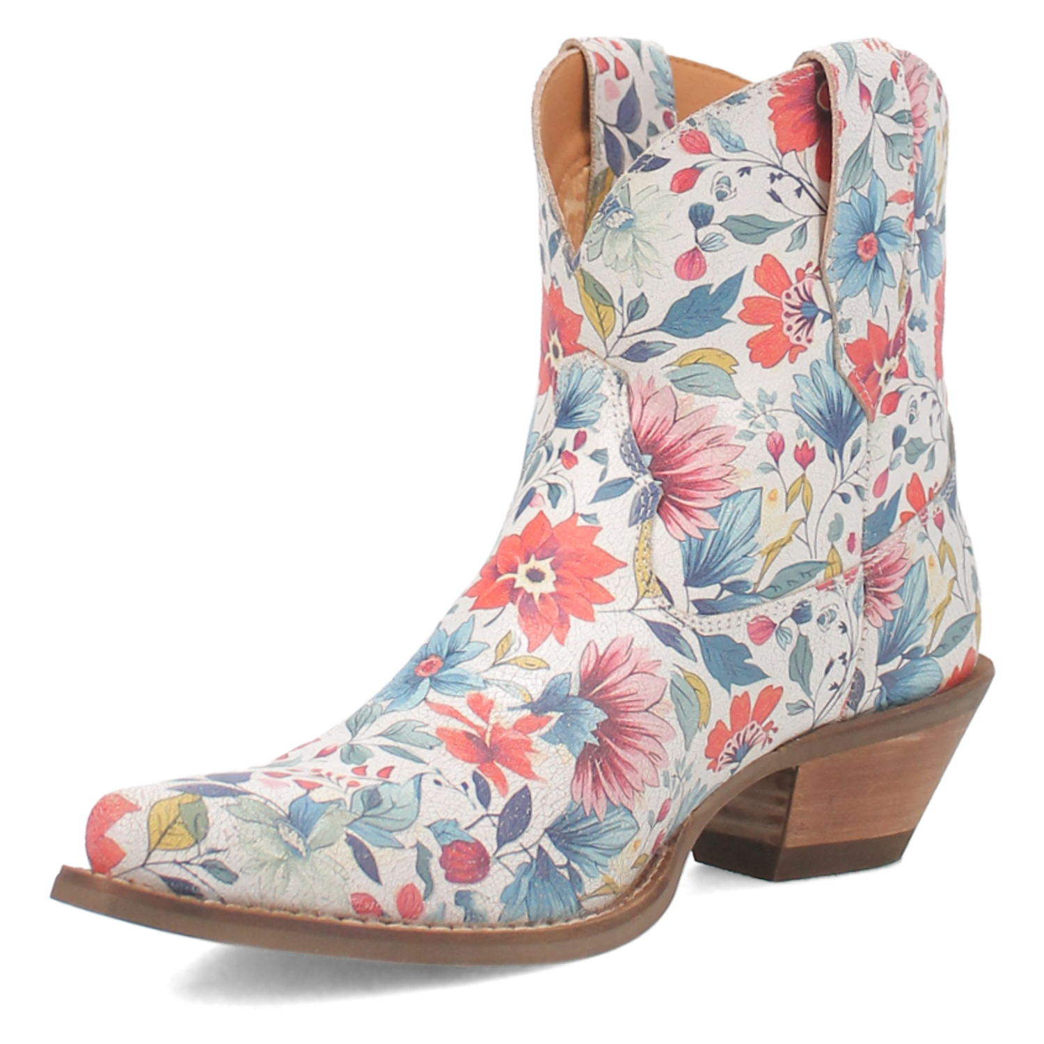 Pixie Rose Floral Print Leather Bootie (DS)