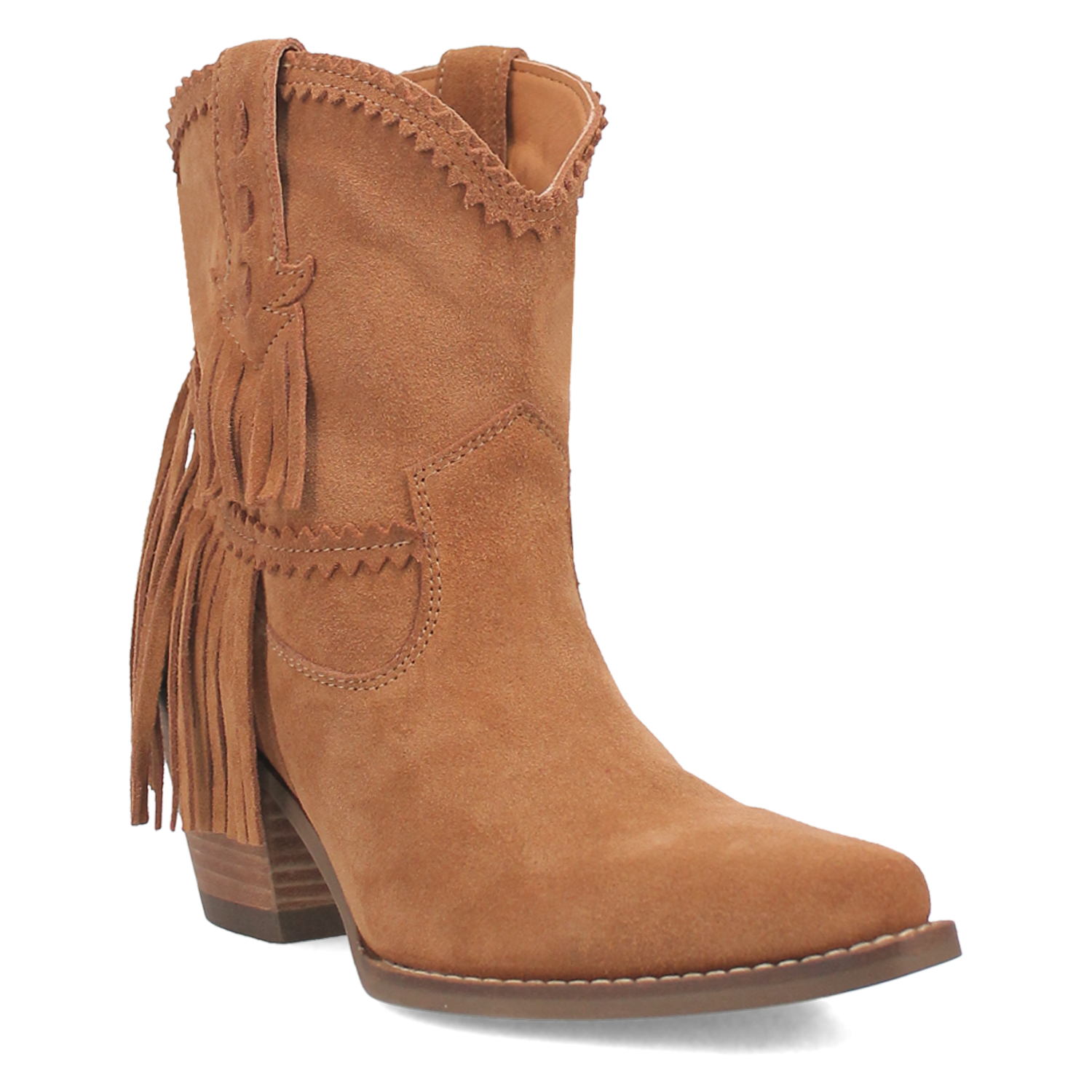 Fandango Camel Suede Leather & Fringe Bootie (DS)