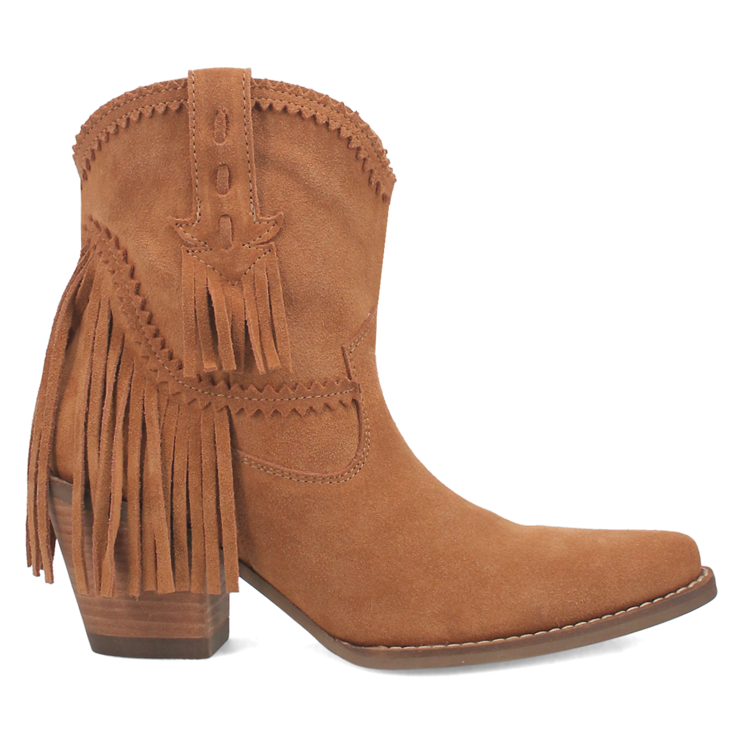 Fandango Camel Suede Leather & Fringe Bootie (DS)