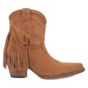 Fandango Camel Suede Leather & Fringe Bootie (DS)