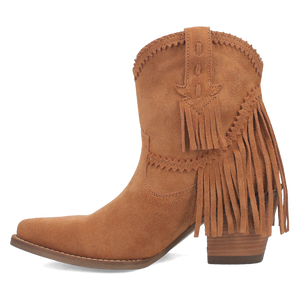 Fandango Camel Suede Leather & Fringe Bootie (DS)