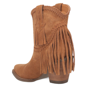 Fandango Camel Suede Leather & Fringe Bootie (DS)