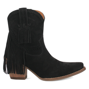 Fandango Black Suede Leather & Fringe Bootie (DS)