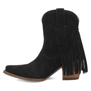 Fandango Black Suede Leather & Fringe Bootie (DS)