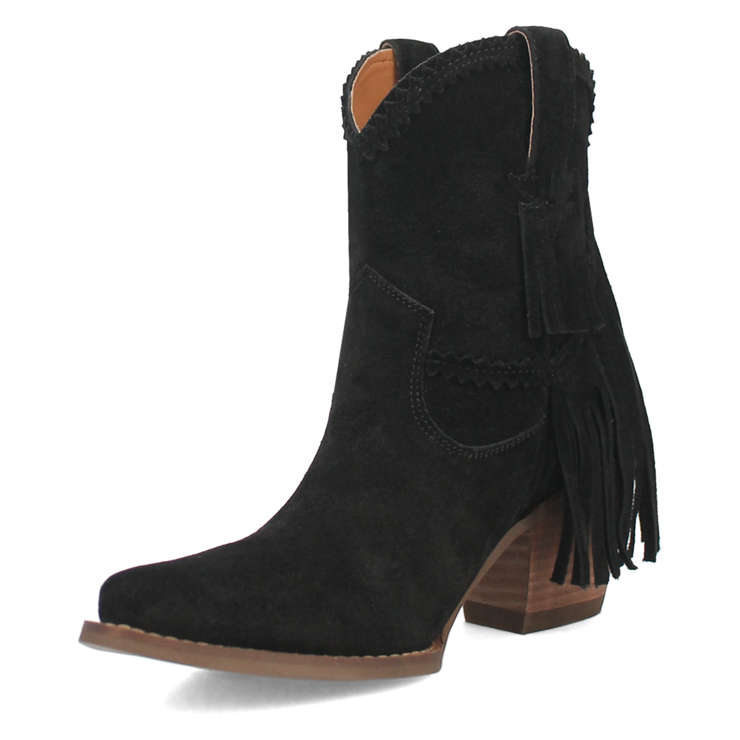 Fandango Black Suede Leather & Fringe Bootie (DS)